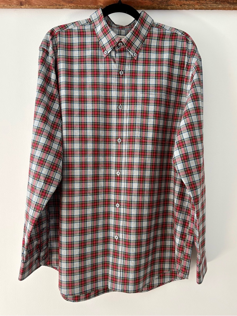 L.L. Bean—Red Plaid Long-Sleeve Shirt, Traditional Fit (Large, 100% Cotton)